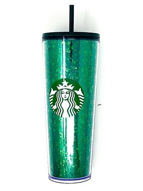 Starbucks Holiday Emerald Green Glitter 24oz Cold Tumbler NWT